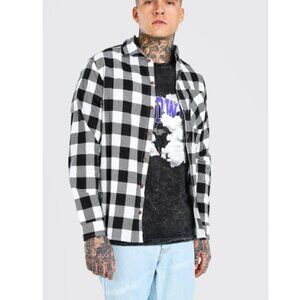 Boohooman Long Sleeve Regular Fit Check Shirt - M
